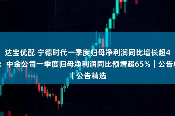 达宝优配 宁德时代一季度归母净利润同比增长超48%;中金公司一季度归母净利润同比预增超65%|公告精选